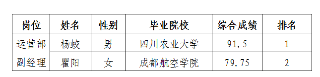 停車公司內(nèi)部競(jìng)聘成績(jī)公示